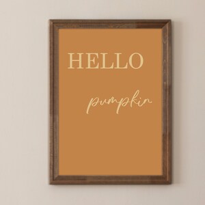 Arte de pared de otoño, cita de fuente de guión, descarga digital minimalista, póster de otoño - Hola calabaza