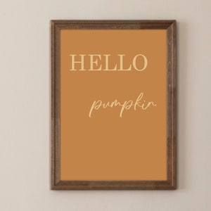 Arte de pared de otoño, cita de fuente de guión, hola calabaza, impresión minimalista, póster de otoño - El otoño está en el aire - Póster de papel mate