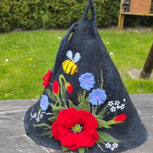 Felted sauna hat, Sauna hat wool, Bathhouse decor, Bathing cap, Sauna accessories, Felt hat for sauna, Merino wool hat for women and men