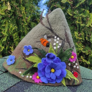 Felted sauna hat, Sauna hat wool, Bathhouse decor, Bathing cap, Sauna accessories, Felt hat for sauna, Merino wool hat for women and men