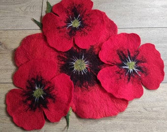 Felted coasters, Cup coaster for desk, Felt coaster set, Wool coasters, Mug rug set, Handmade coasters, Coaster set of 3+1 Housewarming gift