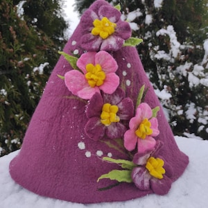 Felted sauna hat, Sauna hat wool, Bathhouse decor, Bathing cap, Sauna accessories, Felt hat for sauna, Merino wool hat for women and men
