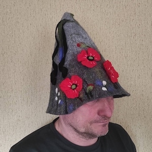 Felted sauna hat, Sauna hat wool, Bathhouse decor, Bathing cap, Sauna accessories, Felt hat for sauna, Merino wool hat for women
