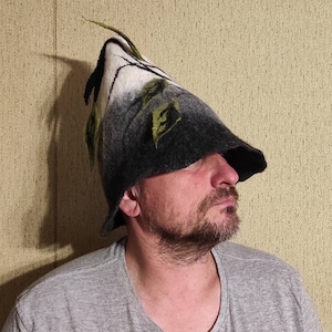 Felted sauna hat, Sauna hat wool, Bathhouse decor, Bathing cap, Sauna accessories, Felt hat for sauna, Merino wool hat for women and men