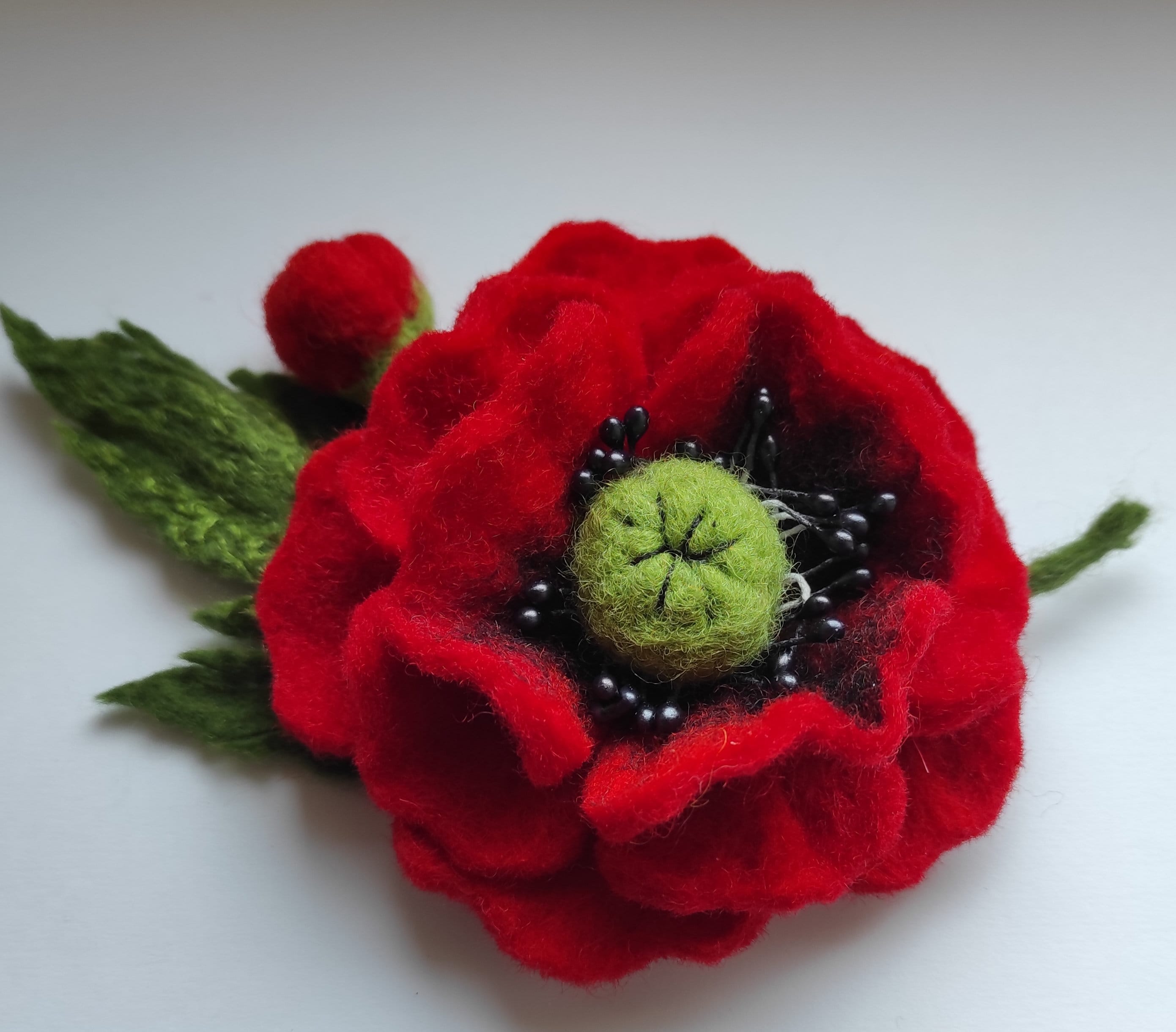 Broche coquelicot rouge Monique Védié | Les Chineuses Chics