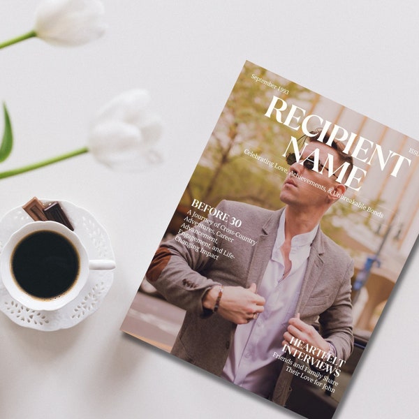 Plantilla de revista personalizada - Canva - Regalo del Día de San Valentín- Editable e imprimible / Diseño de revista DIY / Idea de regalo personalizada única