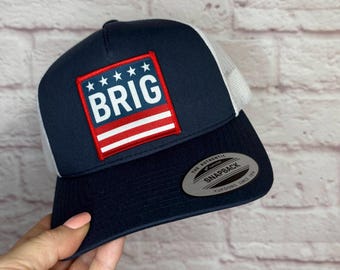 BRIG Patch Hat | Patriotic Trucker Hat | Brigantine NJ Hat | Red White Blue Hat | Coastal Patch Cap | Adjustable Summer Hat | Beach Hat