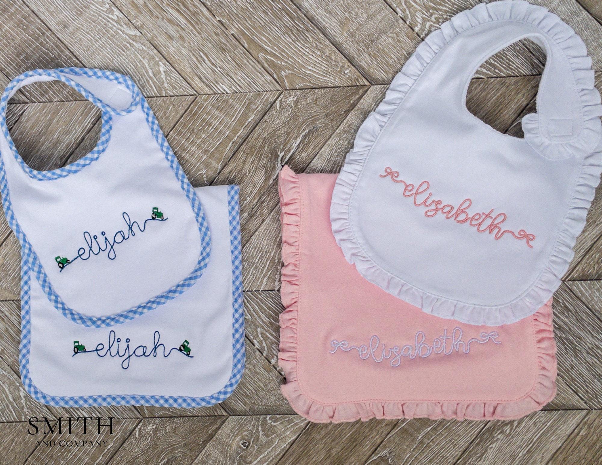 Scalloped Bib and Burp Set - Ecru main image 1