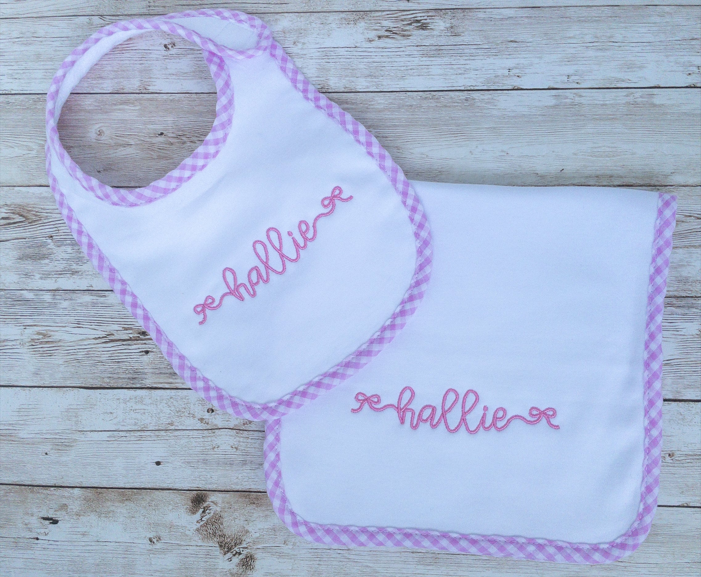 Personalized Baby Bib and Burp Cloth Set Etsy