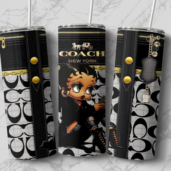 Betty Boop Coach Tumbler Wrap, 20 oz Straight Skinny Tumbler, Cute gift for her, Mother's Day Gift
