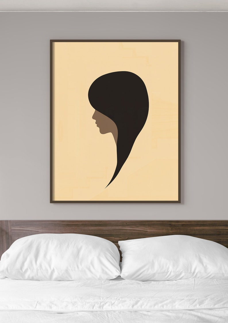 Minimalist Woman Silhouette Wall Art Printable, Modern Female Profile ...