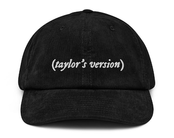 Taylors Version Cord Mütze, Bestickter Unisex Hut, handgefertigte verstellbare Mütze, Unisex, Geschenk, 4 Farbwahl