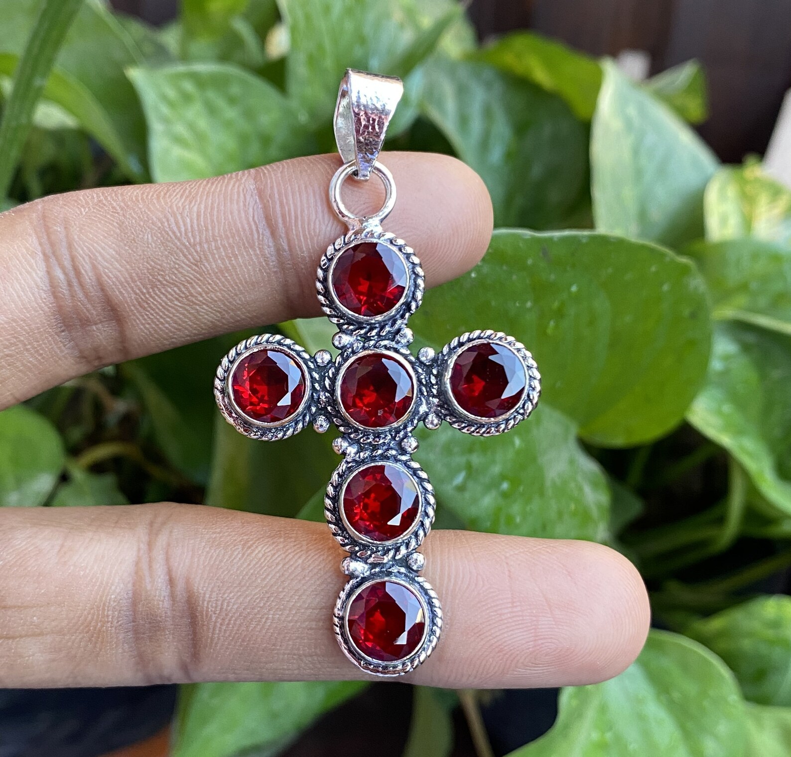 Pendant Sterling Silver Pendant Gemstone Pendant Cross