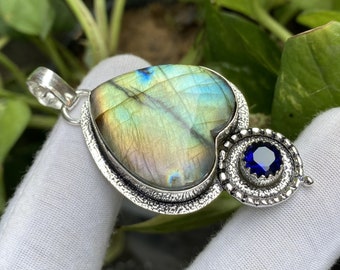 Multi Fire Labradorite Gemstone Pendant, Handmade Pendant Sterling Silver, Pendant Heart Shape, Labradorite Jewelry Pendant Gift For Her