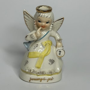 Napco January Angel Made in Japan 1950’s Vintage Ceramic Glazed Figurine