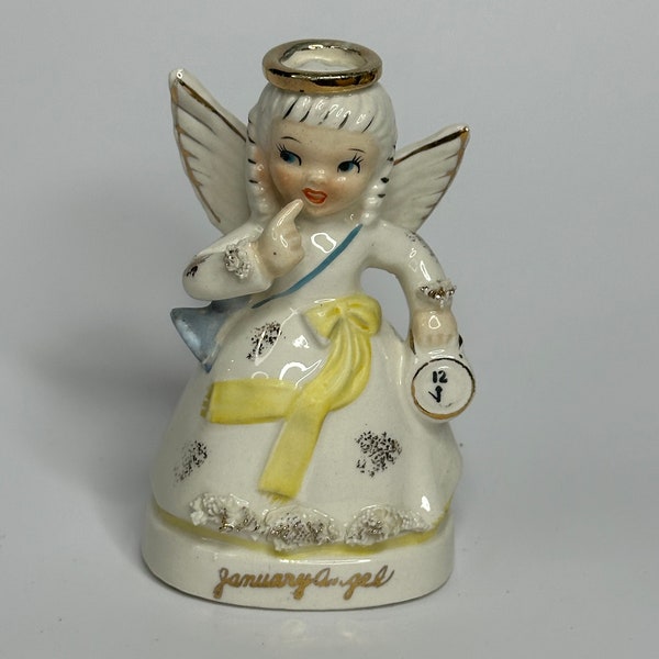 Napco January Angel Made in Japan 1950’s Vintage Ceramic Glazed Figurine