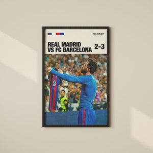 Lionel Messi Poster FC Barcelona Poster El Clasico Football Wall Art Football Poster Mid-Century Modern Art