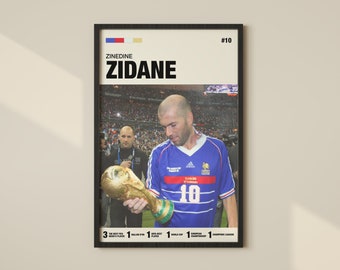 Zidane Poster France Football Poster World Cup Art Football Fan Gift Real Madrid Poster Football Player Poster Football Bedroom Posters