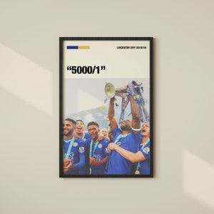 Leicester City Poster Premier League Football Wall Art Football Poster Mid-Century Modern Art