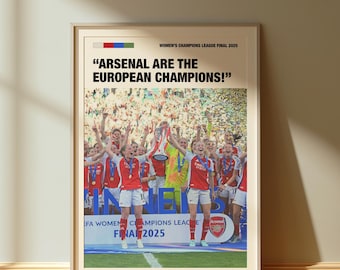Arsenal Women Champions League Final Poster, Women's Football Poster, AWFC Art Print, Football Wall Decor, Arsenal Fan Gift