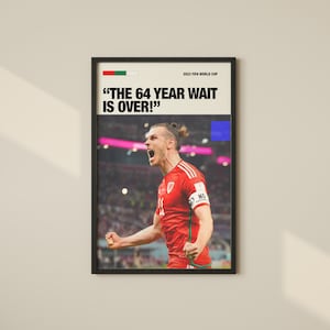 Gareth Bale Poster Wales Football Poster World Cup Football Wall Art Football Poster Mid-Century Modern Art