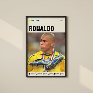R9 Ronaldo Nazario Cartel Brasil Fútbol Pared Arte Fútbol Fan Regalo Real Madrid Cartel Jugador de Fútbol Cartel Fútbol Dormitorio Carteles