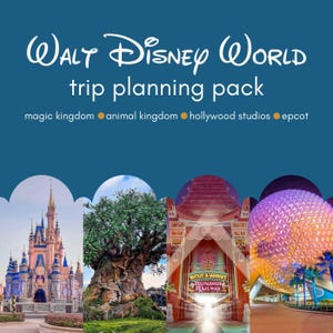 Planificador de viaje imprimible a Disney World (WDW) / Los 4 parques / Magic Kingdom / Epcot / Hollywood Studios / Calendario de cuenta regresiva / Entradas para Disney