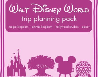 Printable Disney World Trip Planner / Vacation planner / Magic Kingdom / Disney World Tickets / Epcot / Hollywood Studios / Animal Kingdom