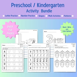 Hojas de trabajo de aprendizaje con temática de Disney para preescolar, preescolar y jardín de infantes / Prelectura / Escritura / Matemáticas / Imprimibles / Descarga digital