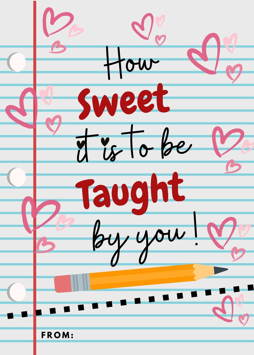 Printable Teacher Valentine #39 s Day Card Etsy Printable Teacher Valentine #39 s Day Card Etsy