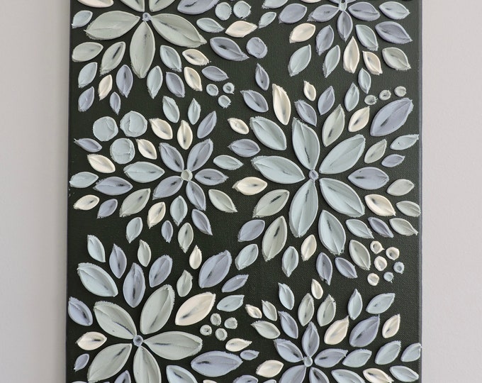 Green and Blue Textured Floral Wall Art 3D Wall Art Etsy