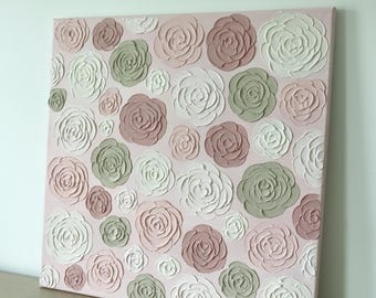 Pink Rose 3D Textured Floral Wall Art - 20x20 Canvas
