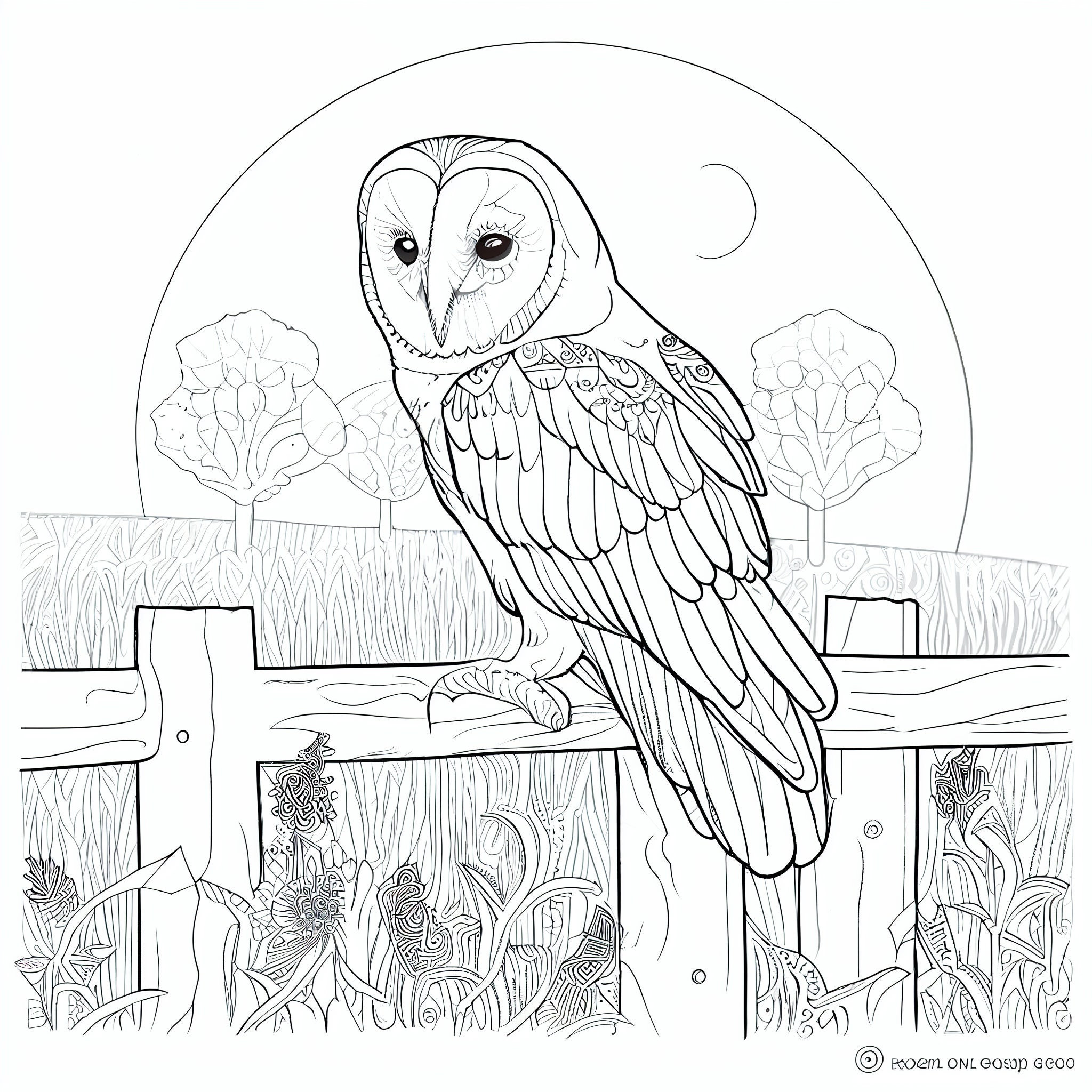 Barn Owl Coloring Page Light and Dark Shade Pages Owl Etsy