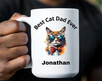 Cat dad mug, custom cat dad mug, personalized cat dad mug, cat dad coffee mug, gift for a cat dad, cat dad gift, gift for a cat lover