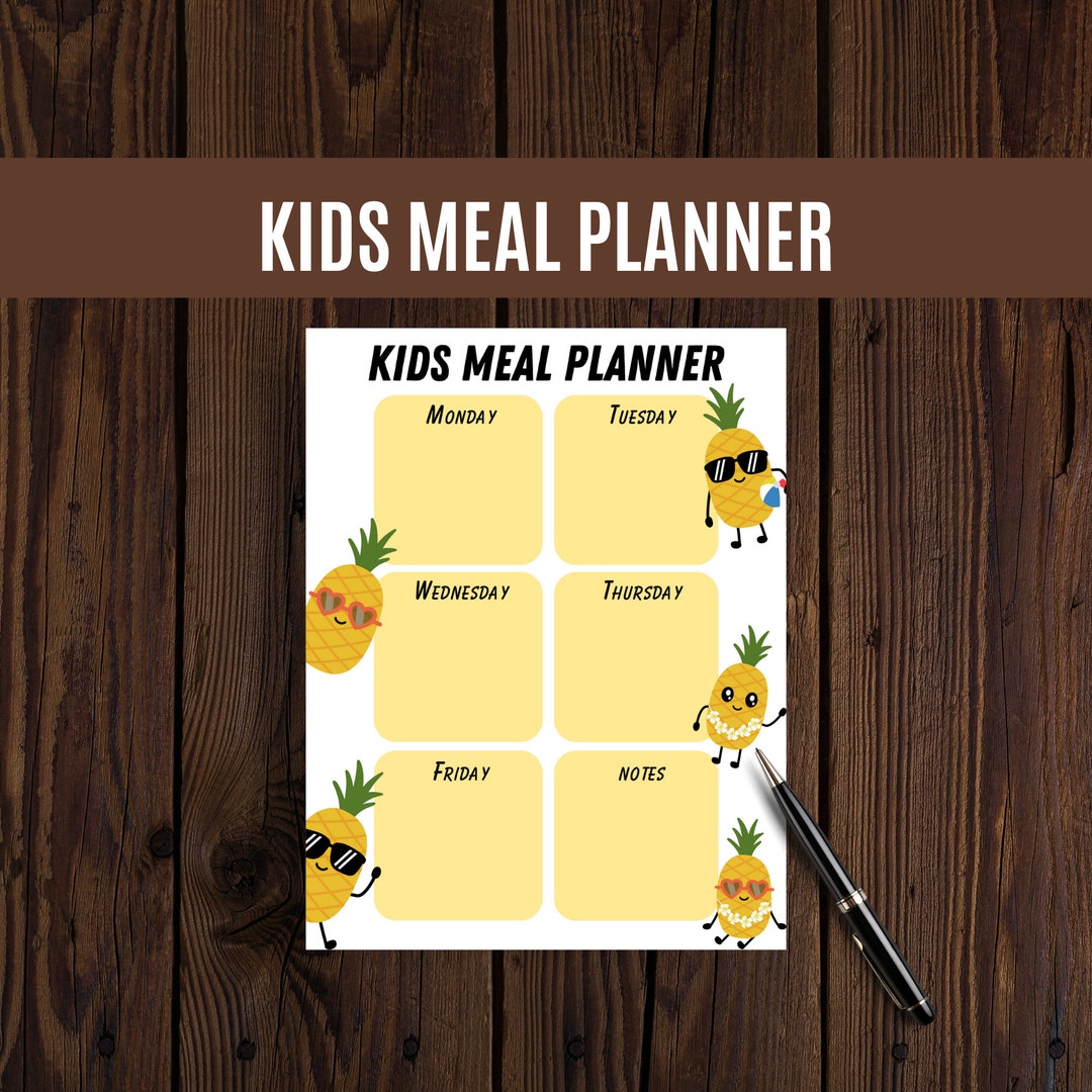 Printable Kid's Meal Planner Food Tracker for Kids Food - Etsy