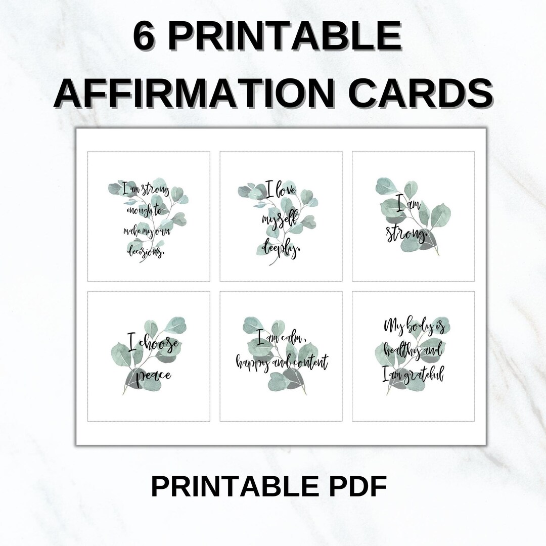 6 Well-Being Affirmation Cards, Printable Self-Care Cards, Self ...