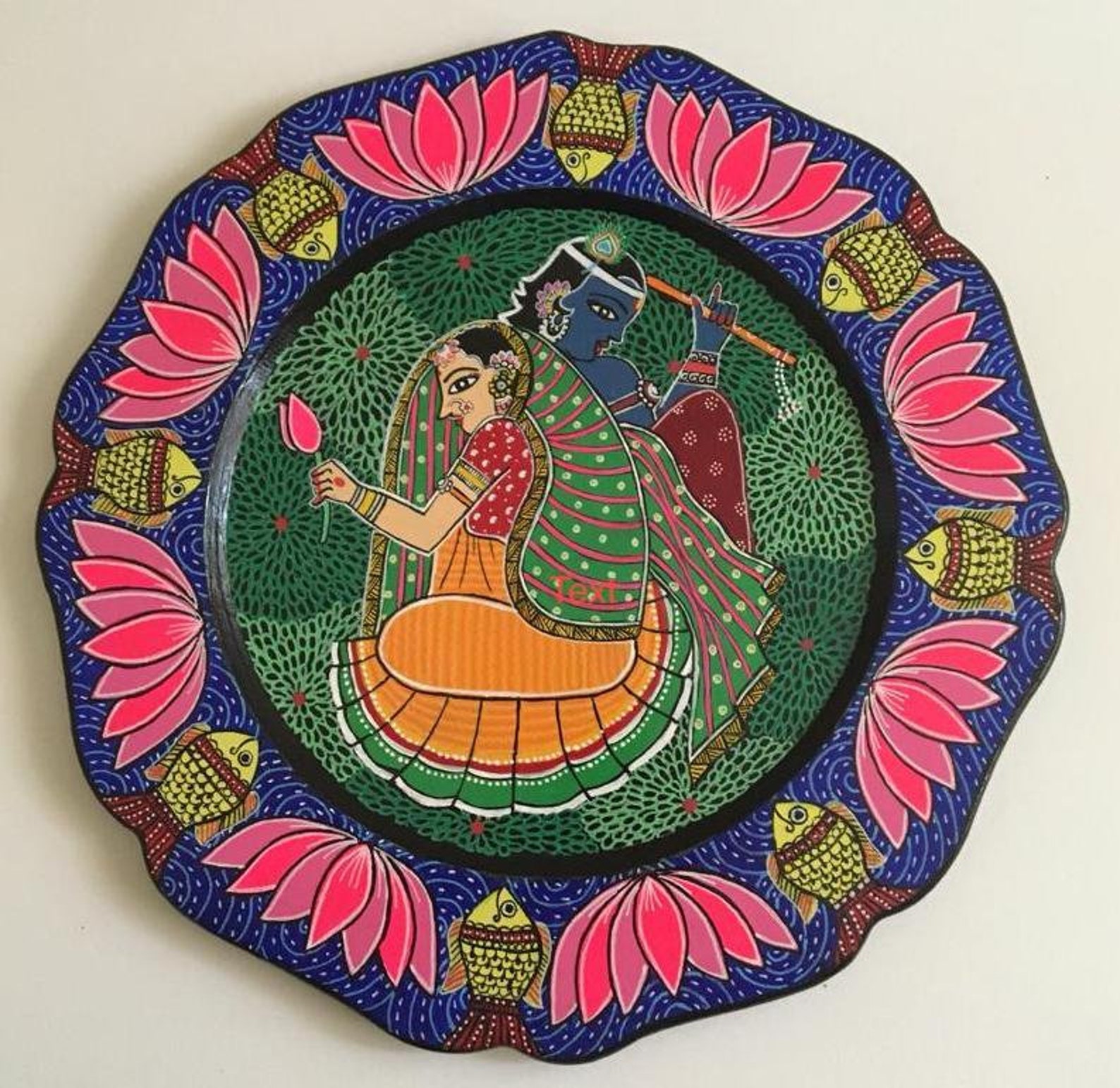 Set of 5 Madhubani Hand Painted Boho Home Decor Wall Hanging