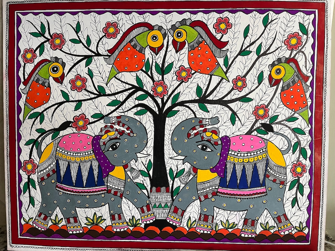 madhubani painting shawl