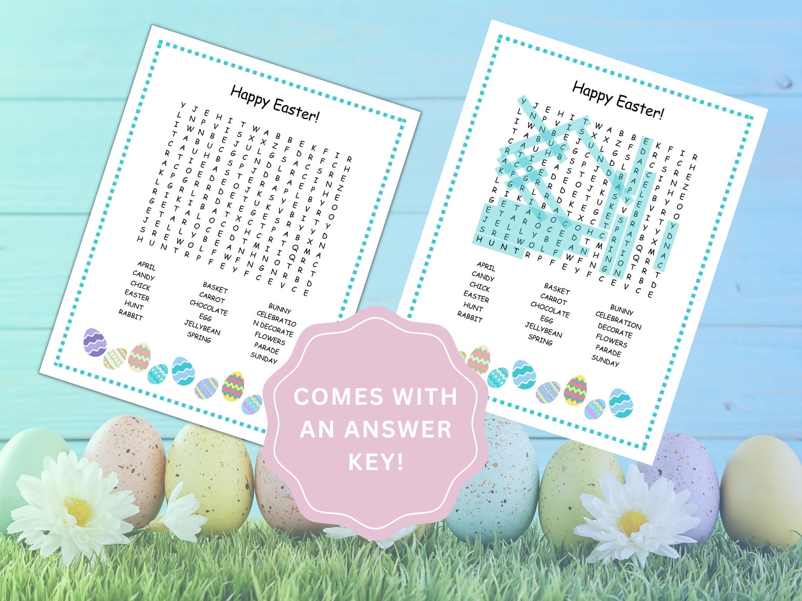 Easter Word Search Puzzle: Printable Kids Activity (digital Download ...