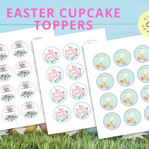 Printable Easter Cupcake Toppers |  Easter Theme Party Favor |  Easter Gift Tags |  Cupcake Topper Printable |  Instant Download