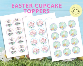 Printable Easter Cupcake Toppers |  Easter Theme Party Favor |  Easter Gift Tags |  Cupcake Topper Printable |  Instant Download