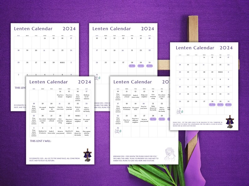 Lenten Calendar 2024 Printable Lenten Prayer Calendar Easter Countdown