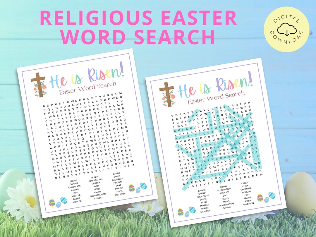 Religious Easter Word Search Christian Easter Games Easter Word Game Printable Kids Christian