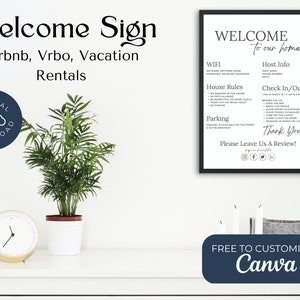 Willkommensschild für Airbnb Gastgeber | Urlaub zum Ausdrucken | Gast Ankunft Poster | Vorlage für VRBO | Wissenswertes | Strand Hausordnung