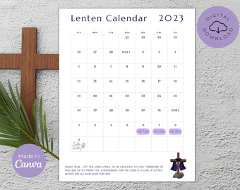 Lenten Calendar 2023 Printable Lenten Prayer Calendar - Etsy