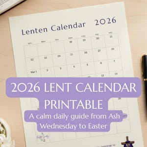 2026 Lent Calendar Printable | Lenten Prayer & Reflection Challenge | Christian Catholic Lent Guide PDF | Ash Wednesday to Easter