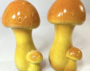 Vintage Mushroom Salt and Pepper Shakers | 1970s Japan Ceramic Kitchen Decor