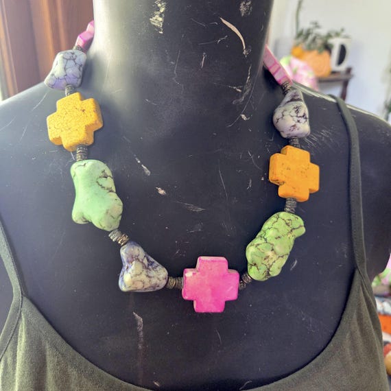 Artisan Designer Multicolor Gemstone Turquoise Cr… - image 2