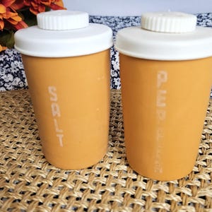 Vintage 1970s Orange Plastic Salt and Pepper Shakers: Retro Kitchen Decor