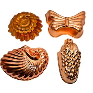 Vintage Copper-Colored Aluminum Jello Mold | Bundt, Butterfly, Sea Shell, Grapes
